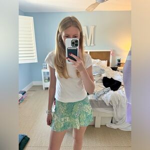 Green preppy Patterned Skirt